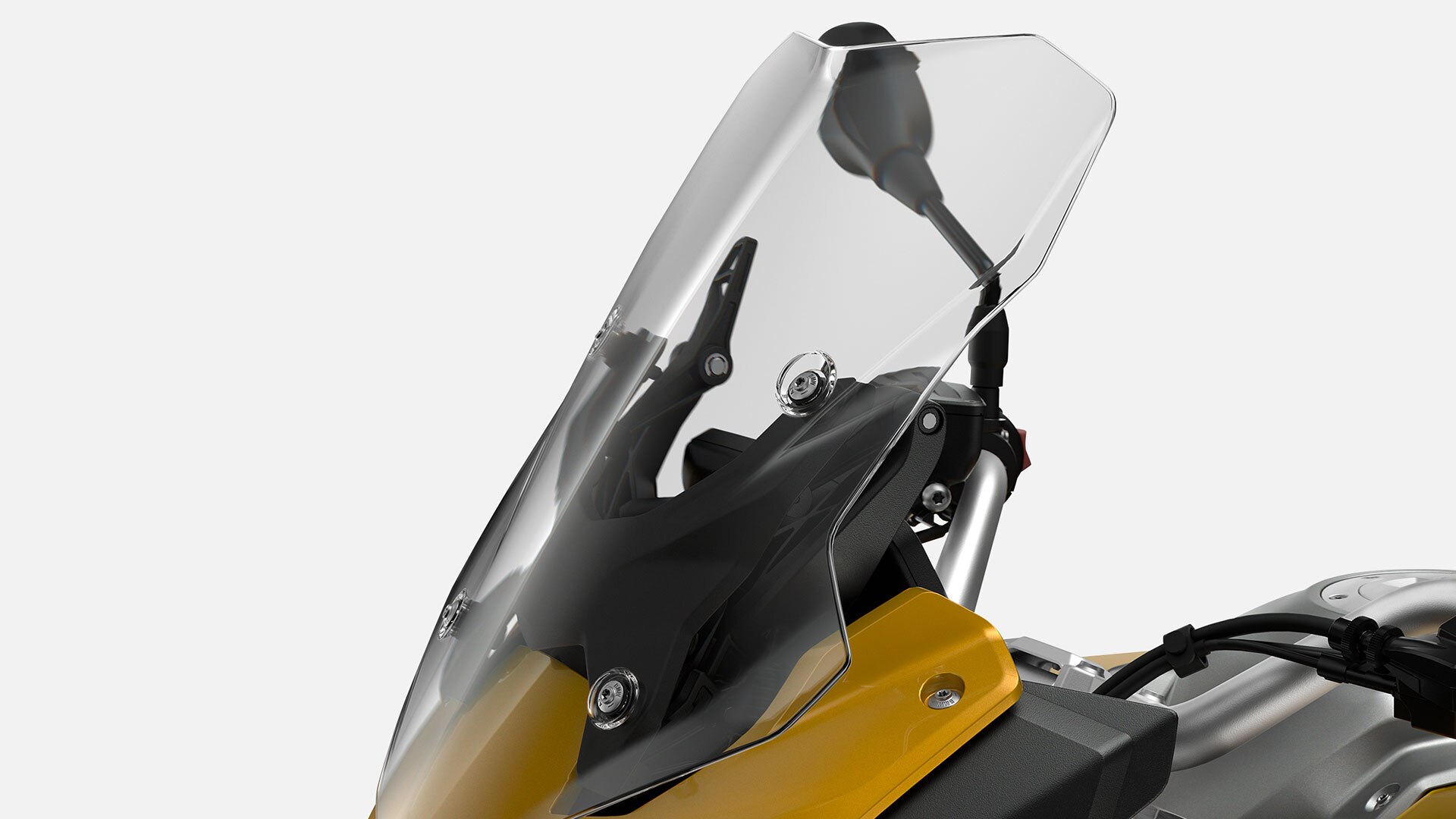 Aquí se ve el parabrisas de la F 900 XR.